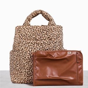 Beis Back Pack Leopard Wild Child Quilted Diaper Bag  NWT